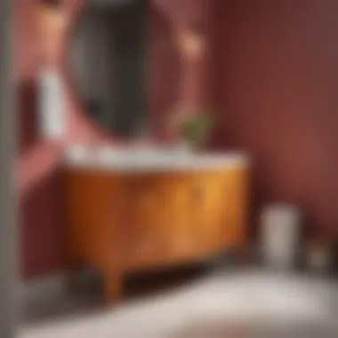 Colorful corner bathroom vanity that enhances bathroom decor
