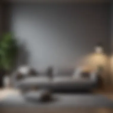 Elegant Grey Sofa in Minimalist Living Room Elegant grey sofa in a minimalist living room