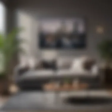 Stylishly Accessorized Grey Sofa in Cozy Setting Stylish accessorized grey sofa in a cozy setting
