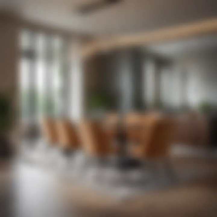 Contemporary dining area featuring a full-wall mirror to enhance spaciousness