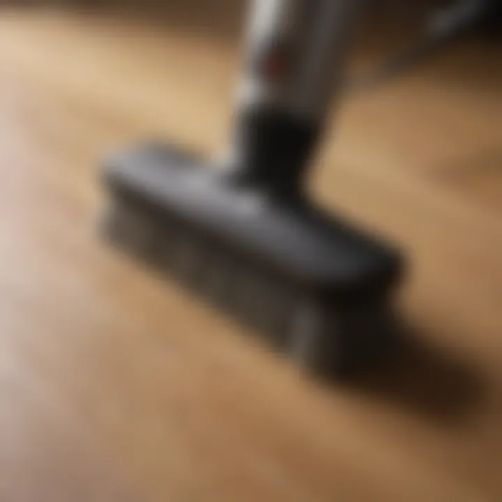 Close-up of vacuum brush picking up pet hair