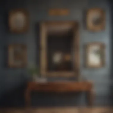 Vintage wall decor featuring antique mirrors and frames