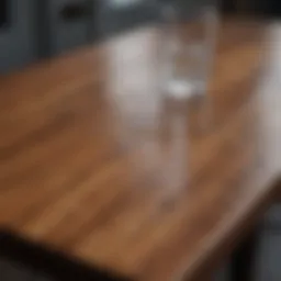 Wooden table with water stain before treatment