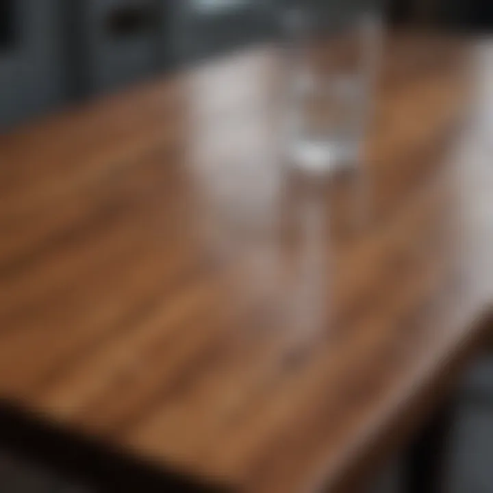 Wooden table with water stain before treatment