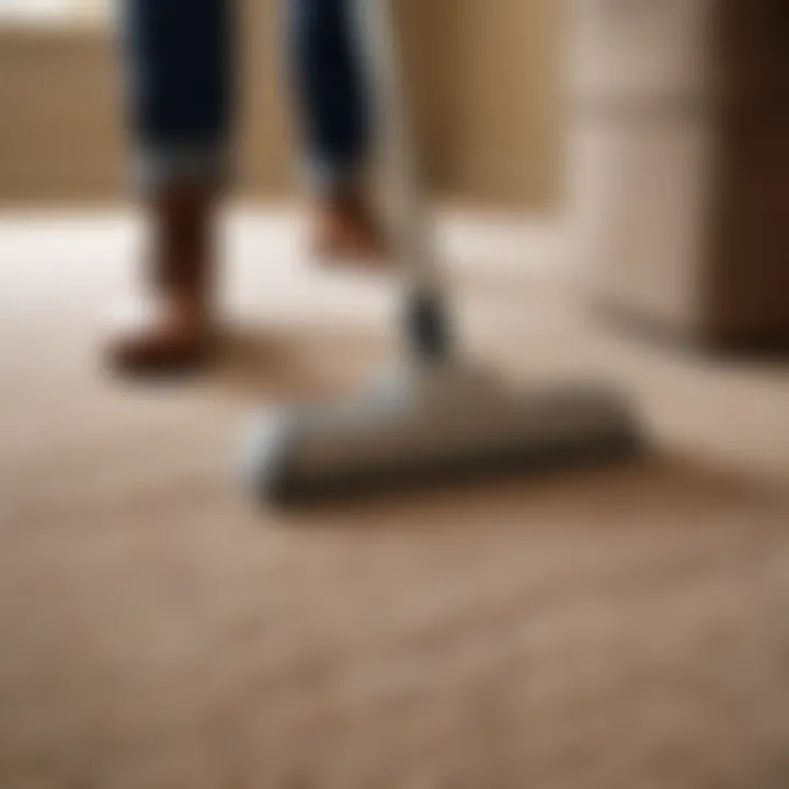 A professional cleaner using advanced equipment on a wool carpet