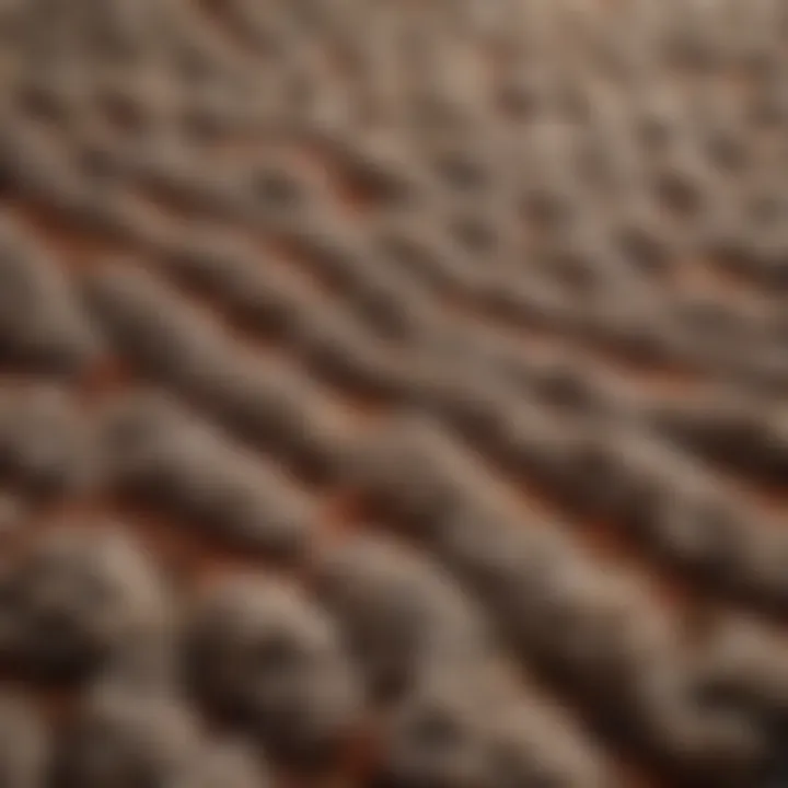 A close-up of a wool carpet highlighting its texture and fibers